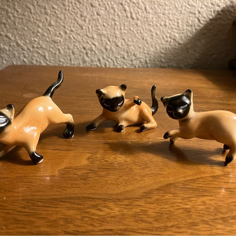 Set of Three Siamese Cat Figurines